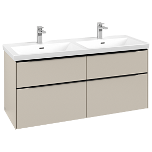 Villeroy and Boch Subway 3.0 vanity unit C568L1VN 127.2x56.6x47.8cm, with LED / handle Volcano black, cashmere gray