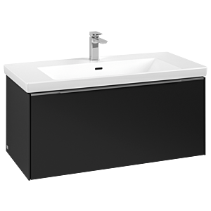 Villeroy and Boch Subway 3.0 vanity unit C56900VL 97.3x42.9x47.8cm, without LED / handle aluminum glossy, volcano black