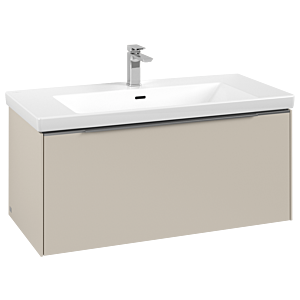 Villeroy und Boch Subway 3.0 Waschtisch-Unterschrank C56900VN 97,3x42,9x47,8cm, ohne LED/Griff Aluminium glänzend, cashmere grey