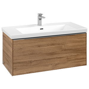 Villeroy und Boch Subway 3.0 Waschtisch-Unterschrank C569L0RH 97,3x42,9x47,8cm, mit LED/Griff Aluminium glänzend, kansas oak