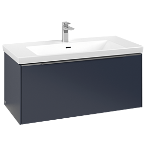 Villeroy und Boch Subway 3.0 Waschtisch-Unterschrank C569L0VQ 97,3x42,9x47,8cm, mit LED/Griff Aluminium glänzend, marine blue