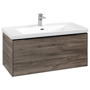 Villeroy and Boch Subway 3.0 vanity unit C569L1RK 97.3x42.9x47.8cm, with LED / handle Volcano black, stone oak