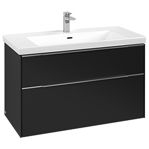 Subway 3.0 Villeroy et Boch vasque C57000VL 97,3x57,6x47,8cm, sans LED / poignée aluminium brillant, noir volcan