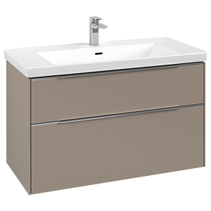 Villeroy und Boch Subway 3.0 Waschtisch-Unterschrank C57000VM 97,3x57,6x47,8cm, ohne LED/Griff Aluminium glänzend, taupe
