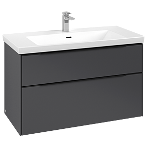 Villeroy and Boch Subway 3.0 vanity unit C57001VR 97.3x57.6x47.8cm, without LED / handle Volcano black, graphite