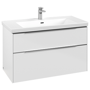 Villeroy und Boch Subway 3.0 Waschtisch-Unterschrank C570L0VE 97,3x57,6x47,8cm, mit LED/Griff Aluminium glänzend, brilliant white