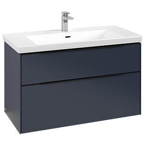 Villeroy and Boch Subway 3.0 vanity unit C570L1VQ 97.3x57.6x47.8cm, with LED / handle Volcano black, marine blue