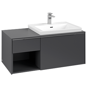 Villeroy und Boch Subway 3.0 Waschtisch-Unterschrank C57100VR 100,1x42,25x51,6cm, ohne LED/Griff Aluminium glänzend, graphite