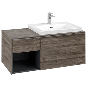 Villeroy und Boch Subway 3.0 Waschtisch-Unterschrank C571L0RK 100,1x42,25x51,6cm, mit LED/Griff Aluminium glänzend, stone oak