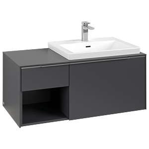 Villeroy und Boch Subway 3.0 Waschtisch-Unterschrank C571L0VR 100,1x42,25x51,6cm, mit LED/Griff Aluminium glänzend, graphite