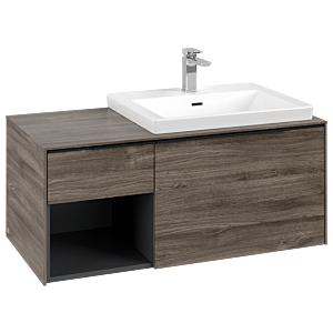 Villeroy und Boch Subway 3.0 Waschtisch-Unterschrank C571L1RK 100,1x42,25x51,6cm, mit LED/Griff Volcano black, stone oak