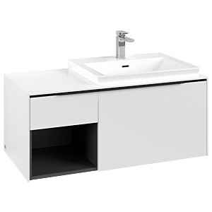 Villeroy und Boch Subway 3.0 Waschtisch-Unterschrank C571L1VF 100,1x42,25x51,6cm, mit LED/Griff Volcano black, pure white