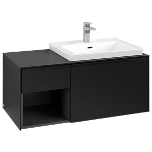 Villeroy und Boch Subway 3.0 Waschtisch-Unterschrank C571L1VL 100,1x42,25x51,6cm, mit LED/Griff Volcano black, volcano black