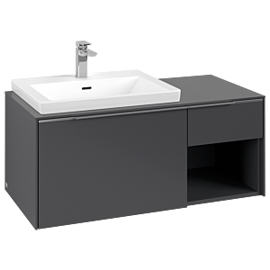 Villeroy und Boch Subway 3.0 Waschtisch-Unterschrank C57200VR 100,1x42,25x51,6cm, ohne LED/Griff Aluminium glänzend, graphite