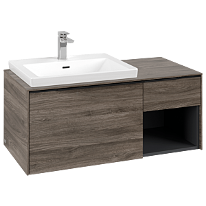 Subway 3.0 Villeroy et Boch vasque C572L1RK 100,1x42,25x51,6cm, avec LED / poignée Volcano noir, chêne pierre
