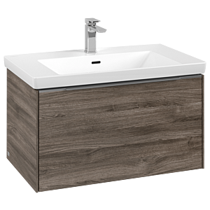 Villeroy und Boch Subway 3.0 Waschtisch-Unterschrank C57300RK 77,2x42,9x47,8cm, ohne LED/Griff Aluminium glänzend, stone oak