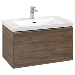 Villeroy und Boch Subway 3.0 Waschtisch-Unterschrank C57300VH 77,2x42,9x47,8cm, ohne LED/Griff Aluminium glänzend, arizona oak