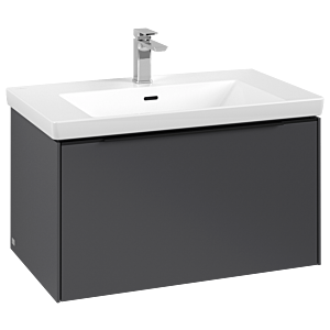 Subway 3.0 Villeroy et Boch vasque C57301VR 77,2x42,9x47,8cm, sans LED / poignée Noir volcan, graphite