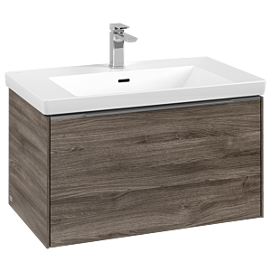 Villeroy und Boch Subway 3.0 Waschtisch-Unterschrank C573L0RK 77,2x42,9x47,8cm, mit LED/Griff Aluminium glänzend, stone oak