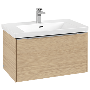 Villeroy und Boch Subway 3.0 Waschtisch-Unterschrank C573L0VJ 77,2x42,9x47,8cm, mit LED/Griff Aluminium glänzend, nordic oak