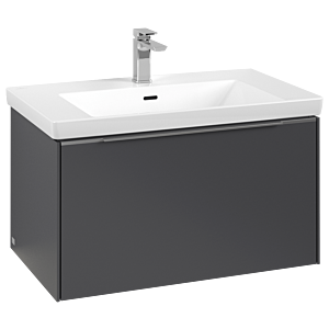 Villeroy and Boch Subway 3.0 vanity unit C573L0VR 77.2x42.9x47.8cm, with LED / handle aluminum glossy, graphite