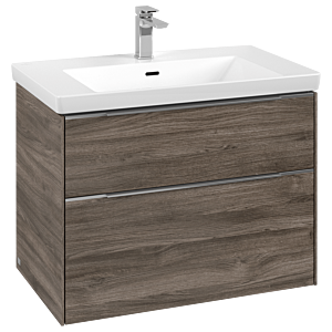 Villeroy und Boch Subway 3.0 Waschtisch-Unterschrank C57400RK 77,2x57,6x47,8cm, ohne LED/Griff Aluminium glänzend, stone oak