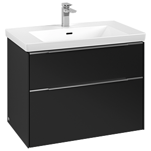 Villeroy und Boch Subway 3.0 Waschtisch-Unterschrank C57400VL 77,2x57,6x47,8cm, ohne LED/Griff Aluminium glänzend, volcano black