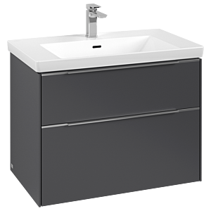 Villeroy und Boch Subway 3.0 Waschtisch-Unterschrank C57400VR 77,2x57,6x47,8cm, ohne LED/Griff Aluminium glänzend, graphite