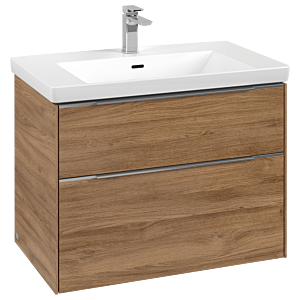Villeroy und Boch Subway 3.0 Waschtisch-Unterschrank C574L0RH 77,2x57,6x47,8cm, mit LED/Griff Aluminium glänzend, kansas oak