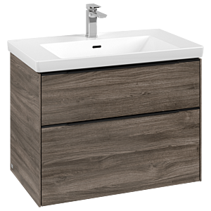 Villeroy and Boch Subway 3.0 vanity unit C574L1RK 77.2x57.6x47.8cm, with LED / handle Volcano black, stone oak