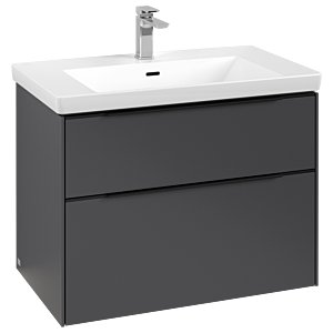 Subway 3.0 Villeroy et Boch vasque C574L1VR 77,2x57,6x47,8cm, avec LED / poignée Noir volcan, graphite