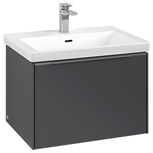 Villeroy und Boch Subway 3.0 Waschtisch-Unterschrank C57500VR 62,2x42,9x47,8cm, ohne LED/Griff Aluminium glänzend, graphite