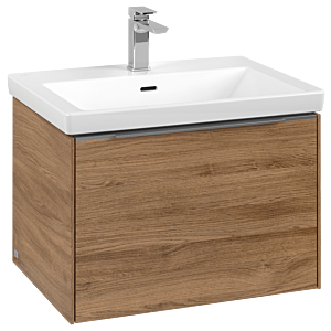 Villeroy und Boch Subway 3.0 Waschtisch-Unterschrank C575L0RH 62,2x42,9x47,8cm, mit LED/Griff Aluminium glänzend, kansas oak