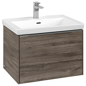 Villeroy und Boch Subway 3.0 Waschtisch-Unterschrank C575L0RK 62,2x42,9x47,8cm, mit LED/Griff Aluminium glänzend, stone oak