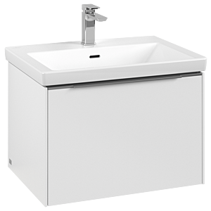 Villeroy und Boch Subway 3.0 Waschtisch-Unterschrank C575L0VF 62,2x42,9x47,8cm, mit LED/Griff Aluminium glänzend, pure white