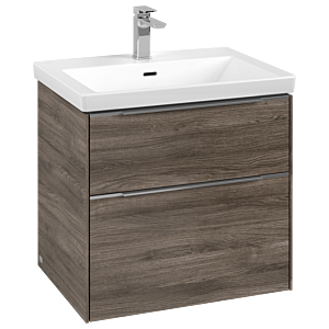 Villeroy und Boch Subway 3.0 Waschtisch-Unterschrank C57600RK 62,2x57,6x47,8cm, ohne LED/Griff Aluminium glänzend, stone oak