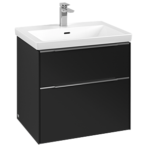 Subway 3.0 Villeroy et Boch vasque C57600VL 62,2x57,6x47,8cm, sans LED / poignée aluminium brillant, noir volcan