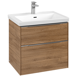 Villeroy und Boch Subway 3.0 Waschtisch-Unterschrank C576L0RH 62,2x57,6x47,8cm, mit LED/Griff Aluminium glänzend, kansas oak