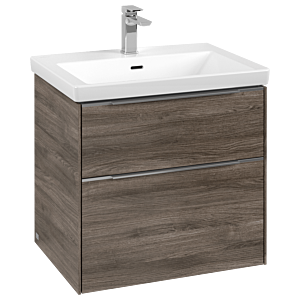 Villeroy und Boch Subway 3.0 Waschtisch-Unterschrank C576L0RK 62,2x57,6x47,8cm, mit LED/Griff Aluminium glänzend, stone oak