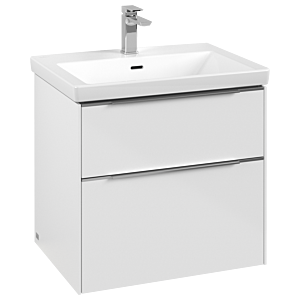 Villeroy und Boch Subway 3.0 Waschtisch-Unterschrank C576L0VE 62,2x57,6x47,8cm, mit LED/Griff Aluminium glänzend, brilliant white