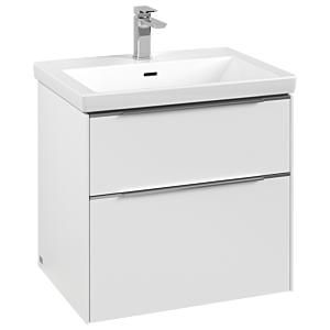 Villeroy und Boch Subway 3.0 Waschtisch-Unterschrank C576L0VF 62,2x57,6x47,8cm, mit LED/Griff Aluminium glänzend, pure white