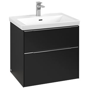 Villeroy und Boch Subway 3.0 Waschtisch-Unterschrank C576L0VL 62,2x57,6x47,8cm, mit LED/Griff Aluminium glänzend, volcano black