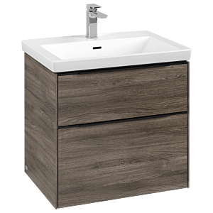 Subway 3.0 Villeroy et Boch vasque C576L1RK 62,2x57,6x47,8cm, avec LED / poignée Volcano noir, chêne pierre