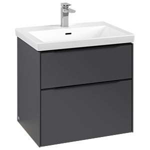 Villeroy and Boch Subway 3.0 vanity unit C576L1VR 62.2x57.6x47.8cm, with LED / handle Volcano black, graphite