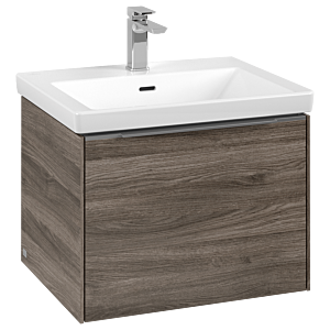 Villeroy und Boch Subway 3.0 Waschtisch-Unterschrank C577L0RK 57,2x42,9x47,8cm, mit LED/Griff Aluminium glänzend, stone oak