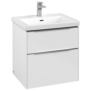 Subway 3.0 Villeroy et Boch vasque C57800VE 57,2x57,6x47,8cm, sans LED / poignée aluminium brillant, blanc brillant