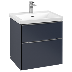 Subway 3.0 Villeroy et Boch vasque C57800VQ 57,2x57,6x47,8cm, sans LED / poignée aluminium brillant, bleu marine