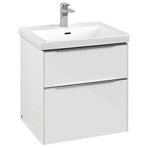 Villeroy und Boch Subway 3.0 Waschtisch-Unterschrank C578L0VE 57,2x57,6x47,8cm, mit LED/Griff Aluminium glänzend, brilliant white