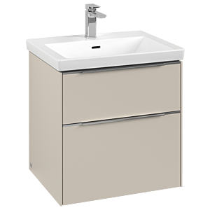 Villeroy und Boch Subway 3.0 Waschtisch-Unterschrank C578L0VN 57,2x57,6x47,8cm, mit LED/Griff Aluminium glänzend, cashmere grey