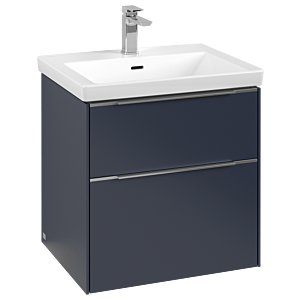 Subway 3.0 Villeroy et Boch vasque C578L0VQ 57,2x57,6x47,8cm, avec LED / poignée aluminium brillant, bleu marine